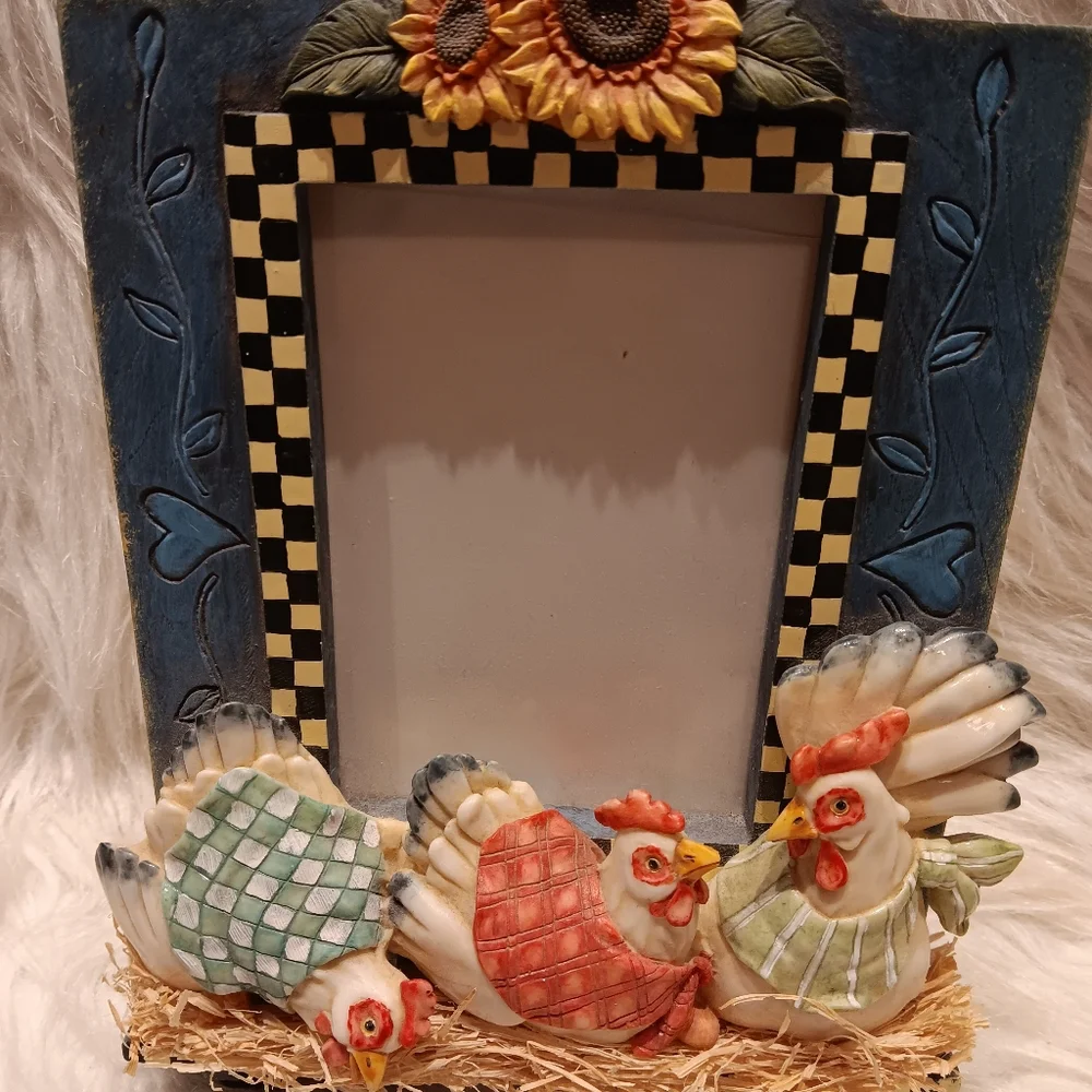 Colorful Rooster Themed Photo Frame